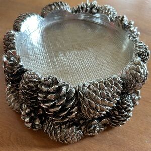 Homeworx pinecone silver candle pedestal